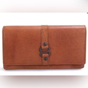 NWOT SPIKES & SPARROW LEATHER RFID WALLET - IOWA - BRANDY